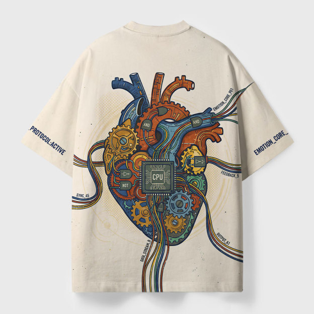 CPU Heart Geek Eco Oversized Graphic Tees