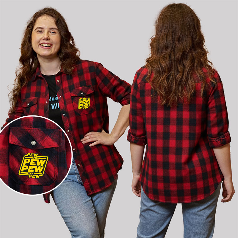 Pew Pew Galaxy Plaid Flannel Shirt