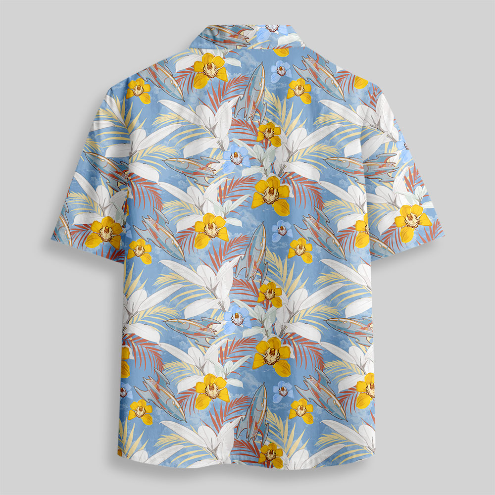 Retro Rocket Button Up Pocket Shirt