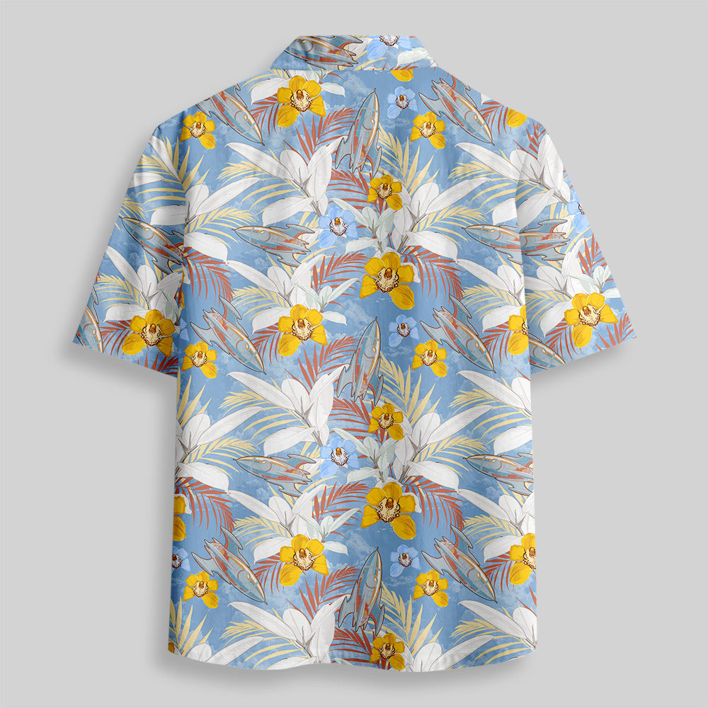 Retro Rocket Button Up Pocket Shirt