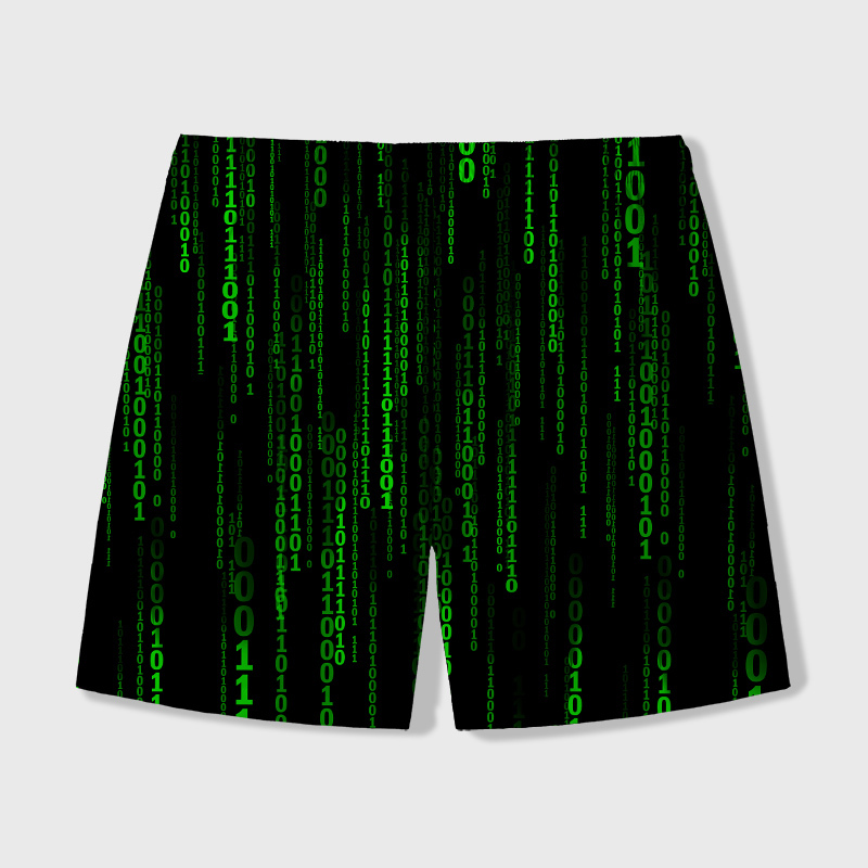 Follow the White Rabbit Black Green Design Art Geek Hawaiian Swim Trunks
