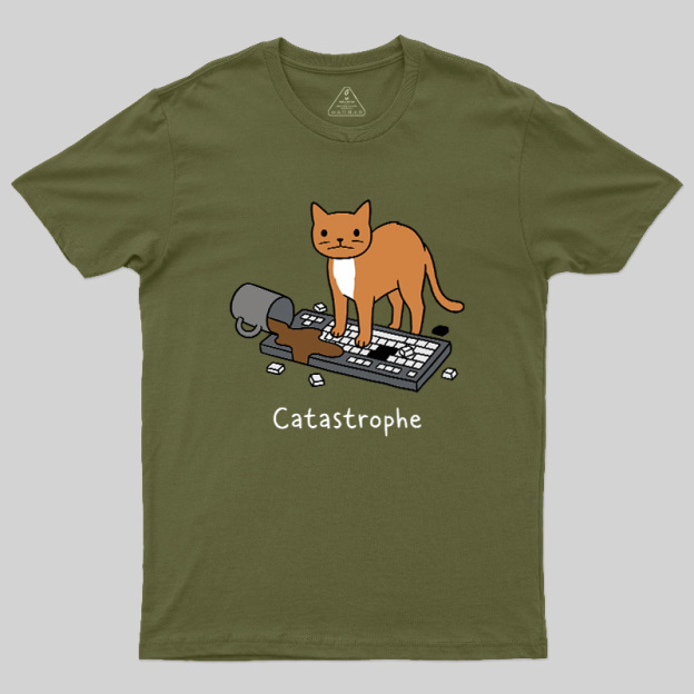 Catastrophe Spilled Coffee Cat Geek T-Shirt