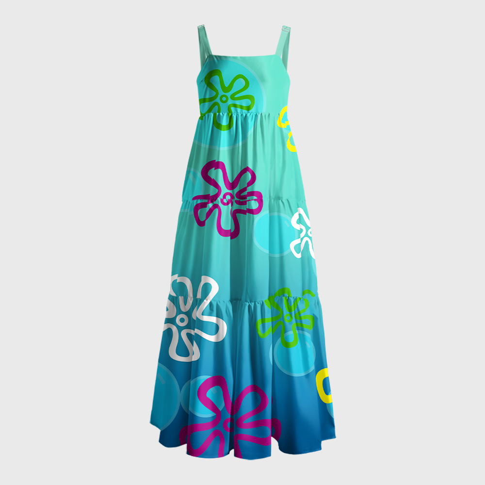 Underwater Beach Geek Tiered Cami Maxi Dress