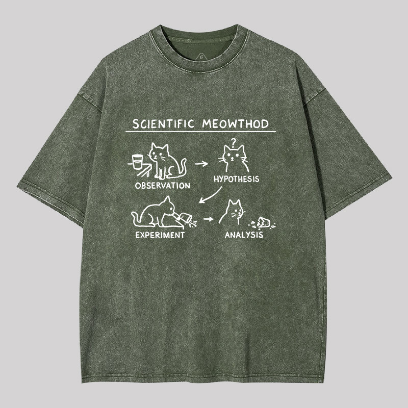 Scientific Meowthod Geek Washed T-shirt