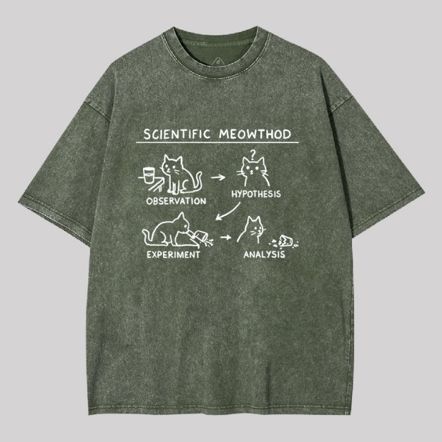 Scientific Meowthod Geek Washed T-shirt