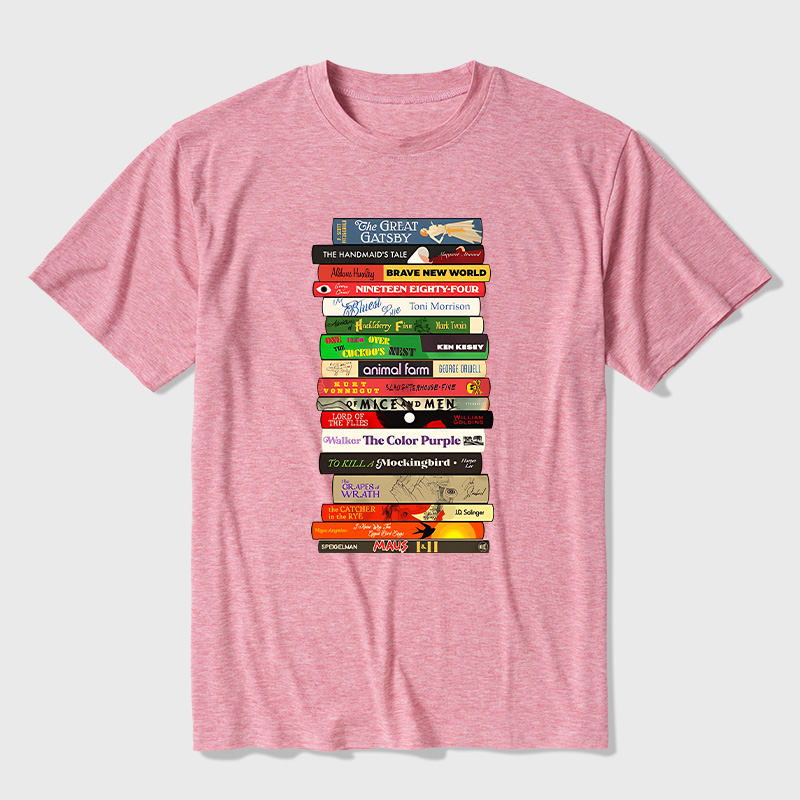 Classic Banned Books Stack Ultra Soft Heather Tees