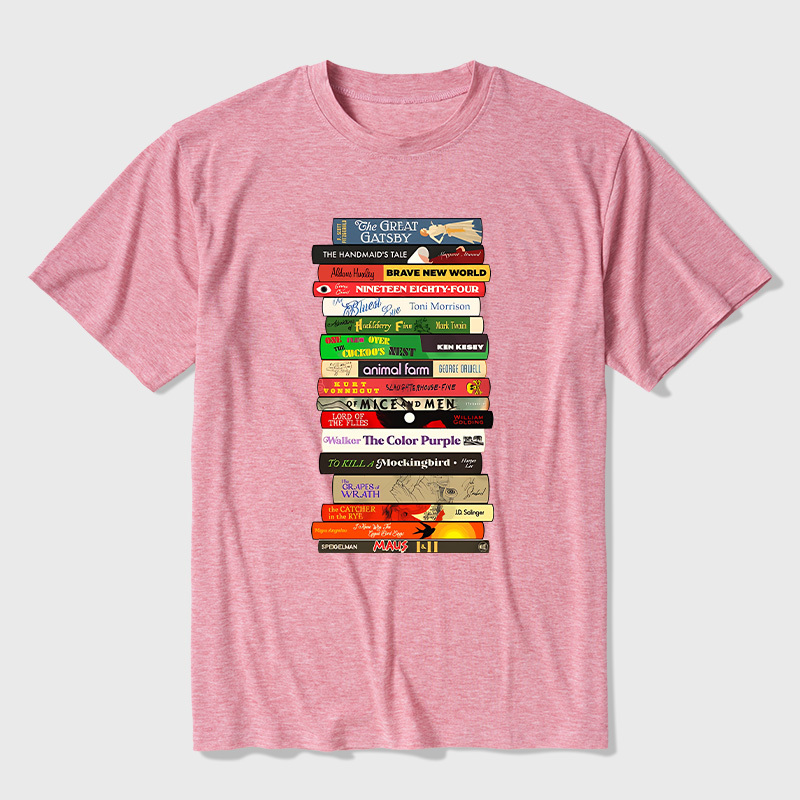 Classic Banned Books Stack Ultra Soft Heather Tees