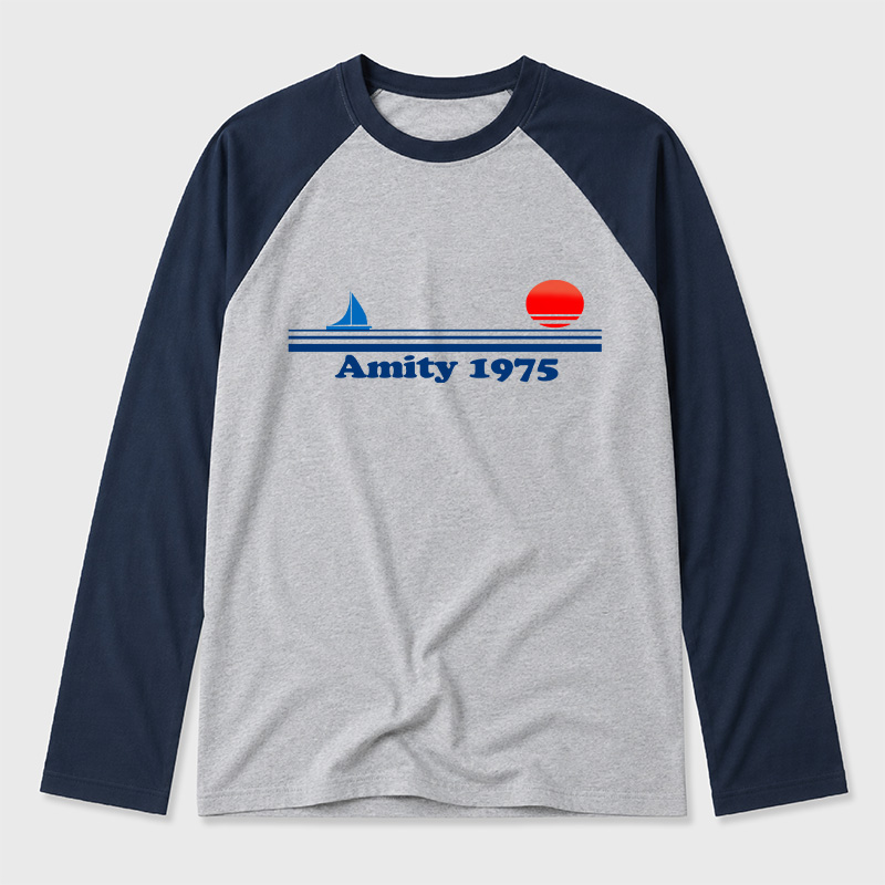 Sunset 1975 Geek Retro Raglan Long-Sleeve Tee