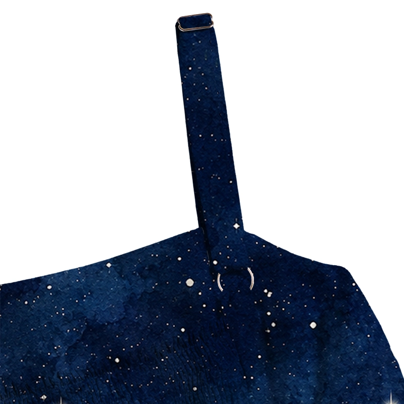 Great Wave Mount Fuji Space Starship Geek Tiered Cami Maxi Dress