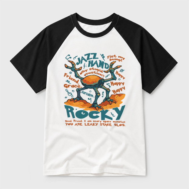Rocky Jazz Hand Geek Retro Raglan T-Shirt