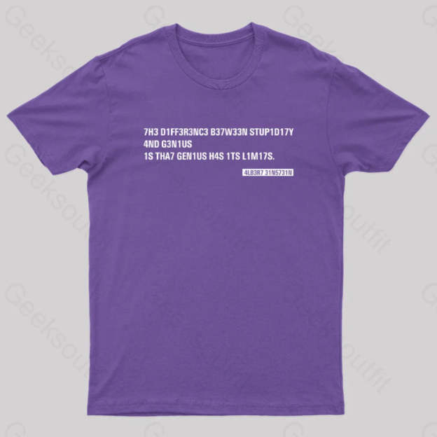 Einstein Quotes Code 7H3 Diff3R3Nc3 B37W33N Stup1D17Y T-Shirt Purple / S