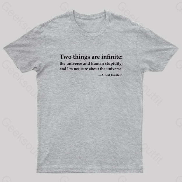 Einstein Quotes Two Things Are Infinite Nerd T-Shirt Grey / S