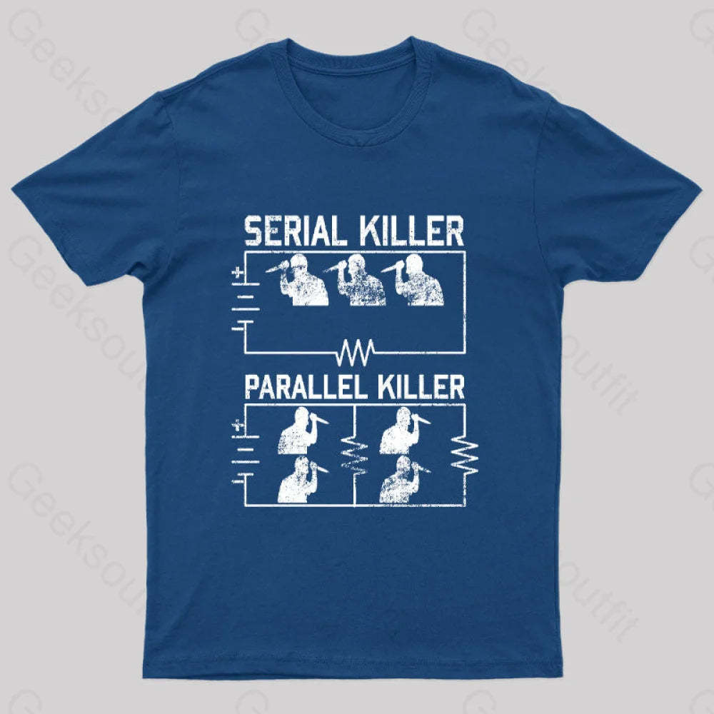 Electrical Circuit Serial Parallell Killer Geek T-Shirt Navy / S