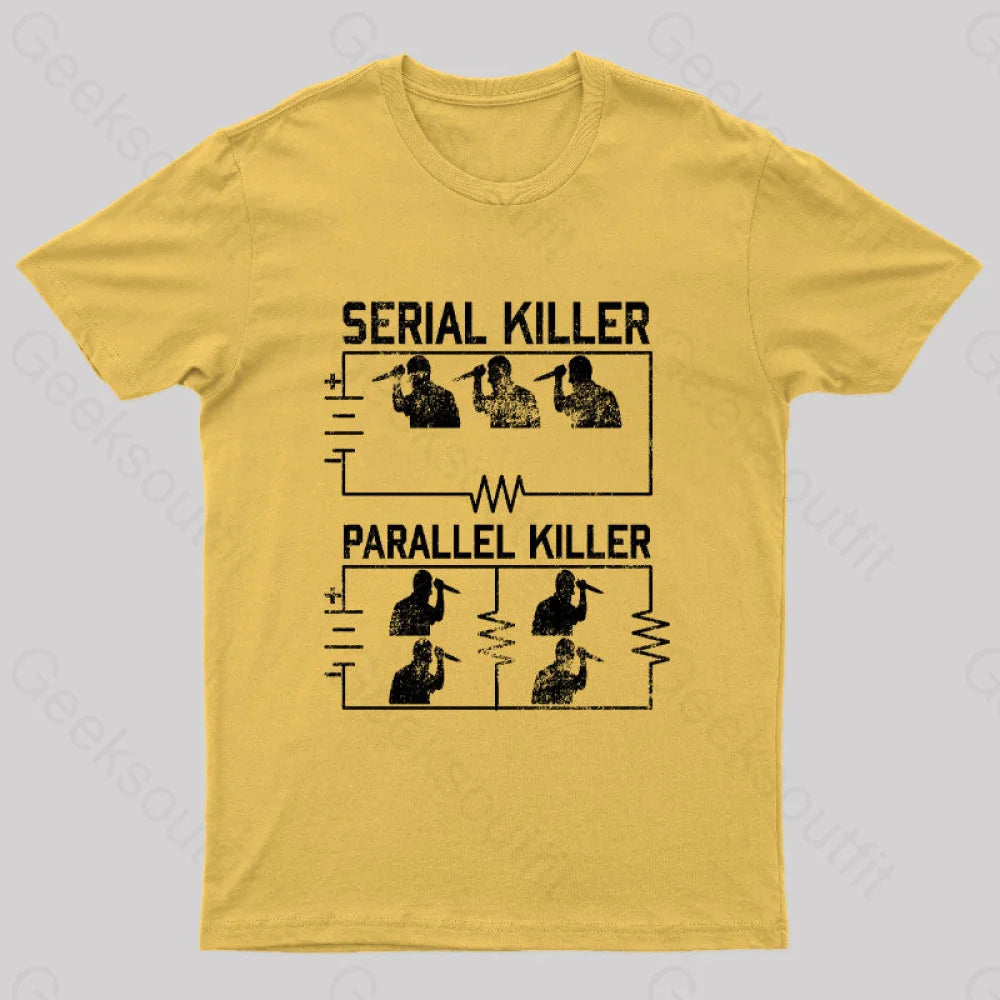 Electrical Circuit Serial Parallell Killer Geek T-Shirt Yellow / S