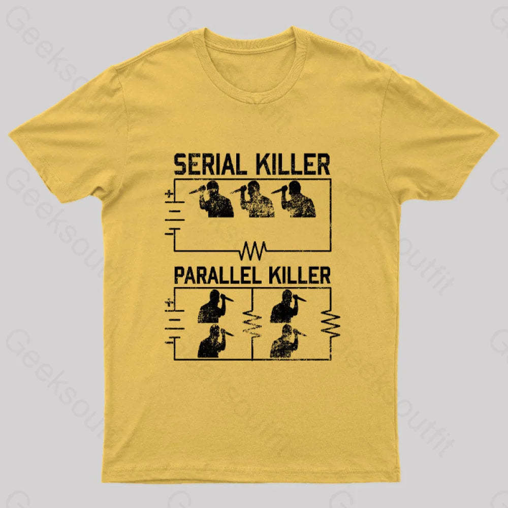 Electrical Circuit Serial Parallell Killer Geek T-Shirt Yellow / S