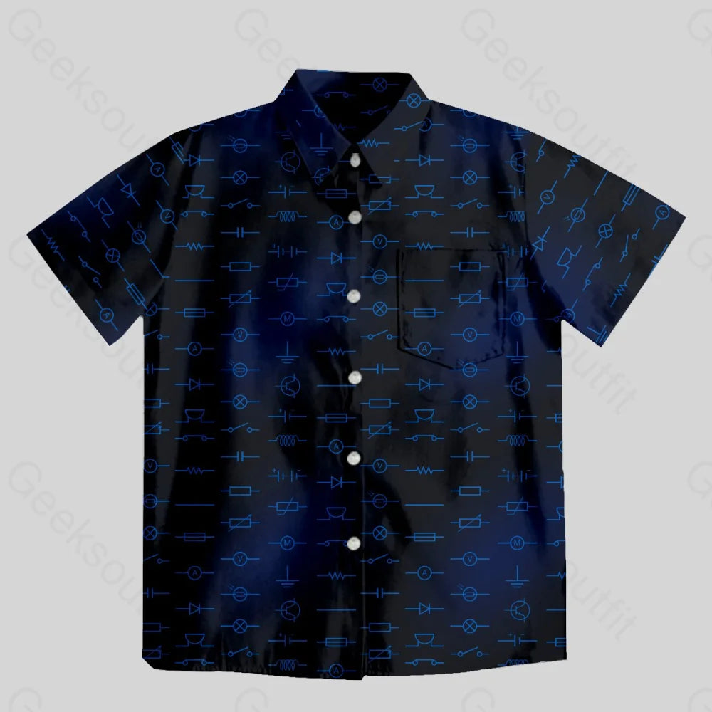 Electronic Component Black Button Up Pocket Shirt - Geeksoutfit