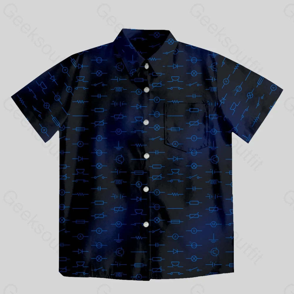 Electronic Component Black Button Up Pocket Shirt - Geeksoutfit