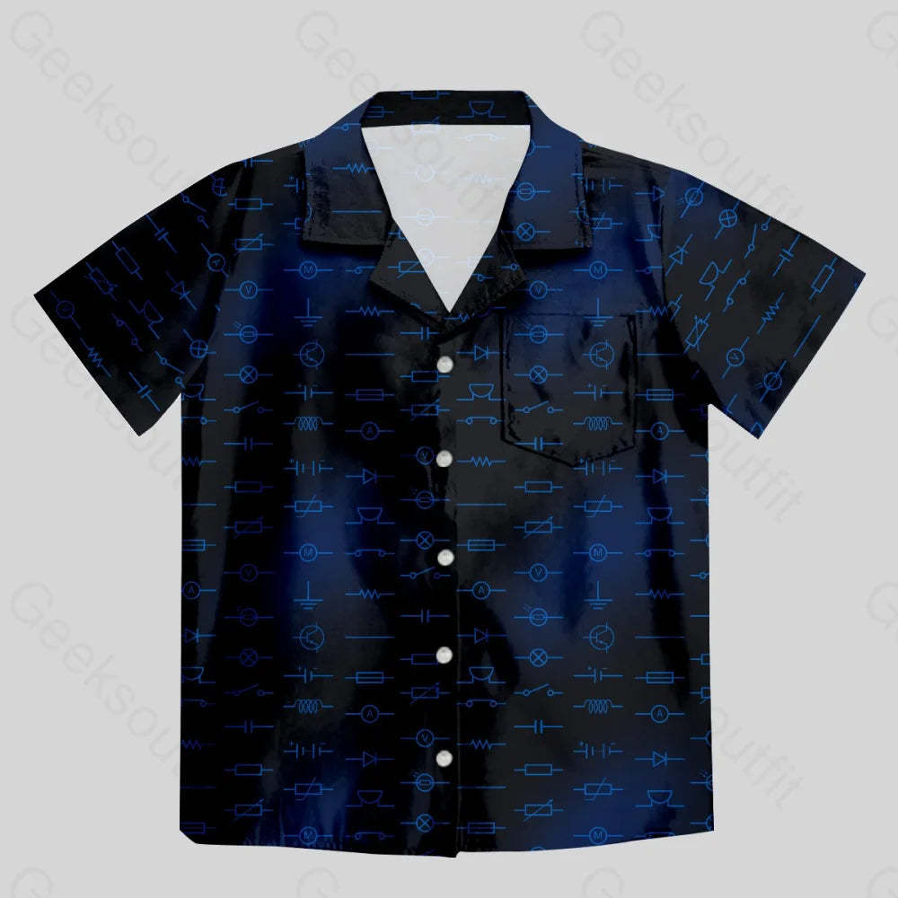 Electronic Component Black Button Up Pocket Shirt - Geeksoutfit