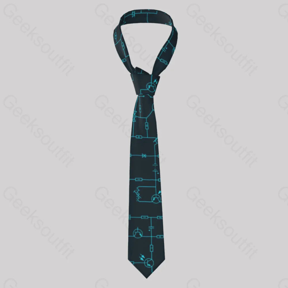 Electronic Components Arrow Dark Blue Geek Neckties