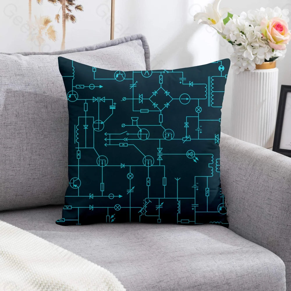 Electronic Components Arrow Dark Blue Pillowcase 40*40Cm / Geekpc007