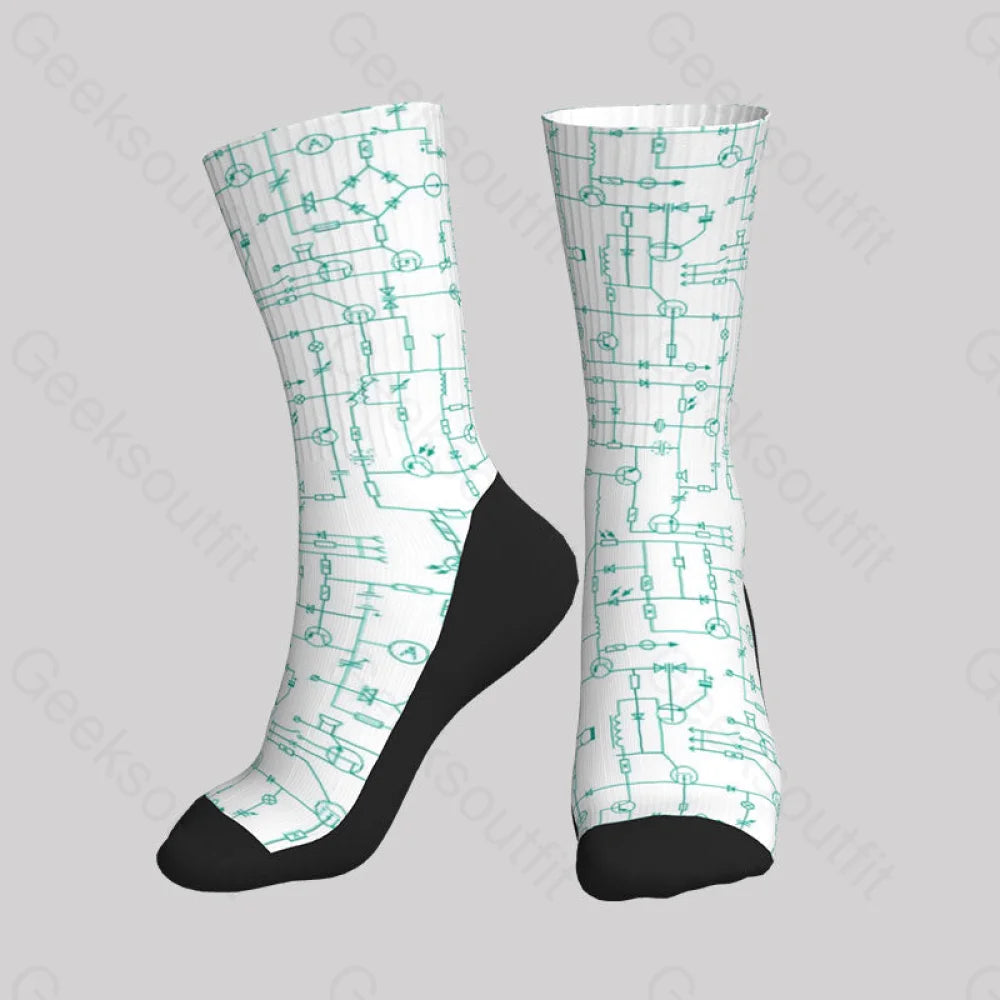 Electronic Components Arrow White Men’s Socks