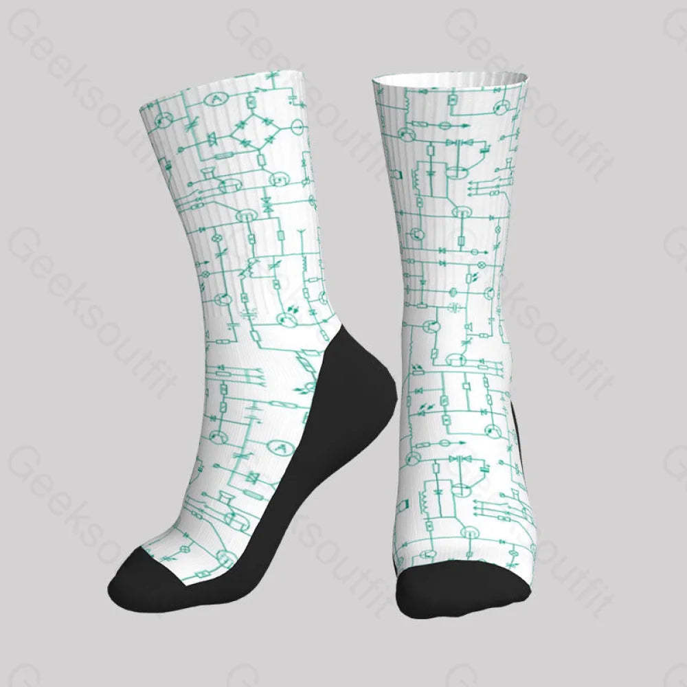 Electronic Components Arrow White Men’s Socks