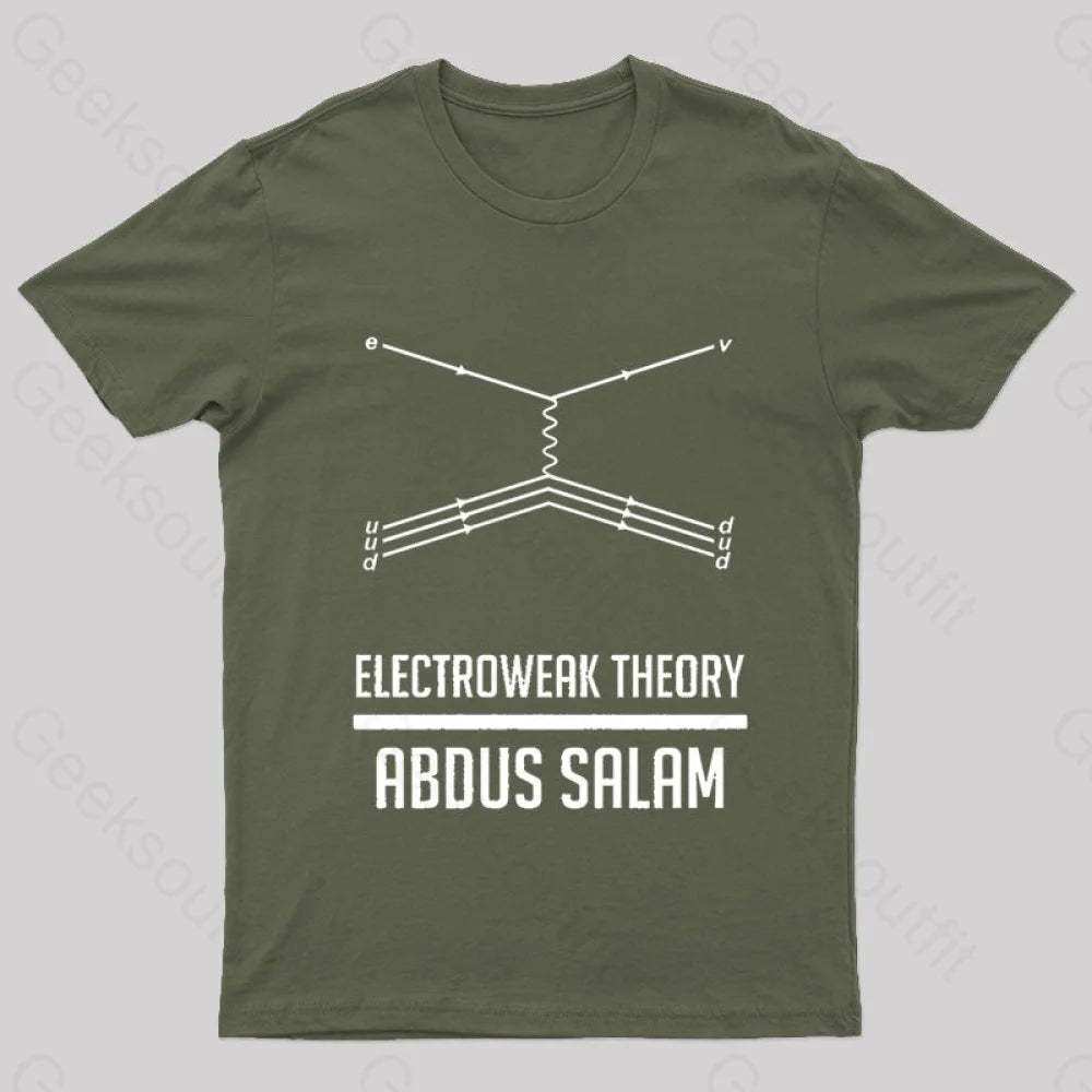Electroweak Theory Abdus Salam Nerd T-Shirt Army Green / S