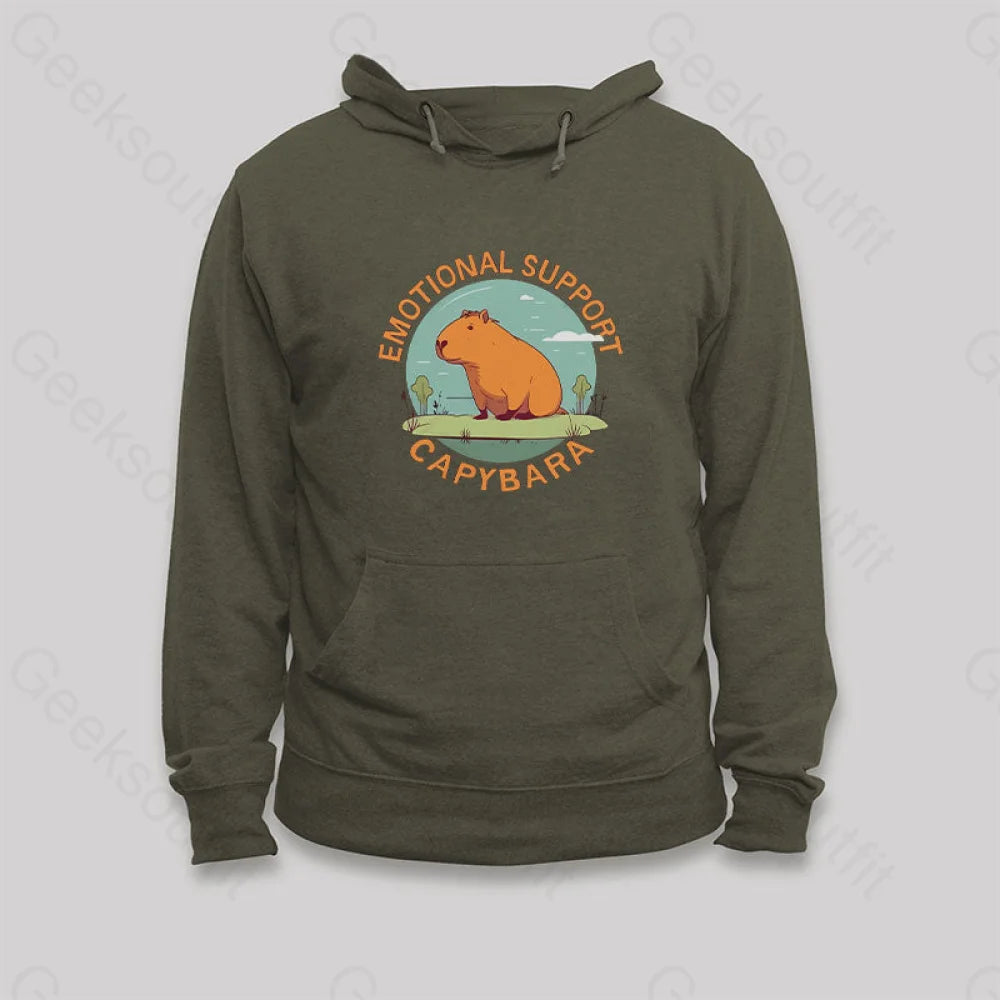 Emotional Support Capybara Hoodie Army Green / S