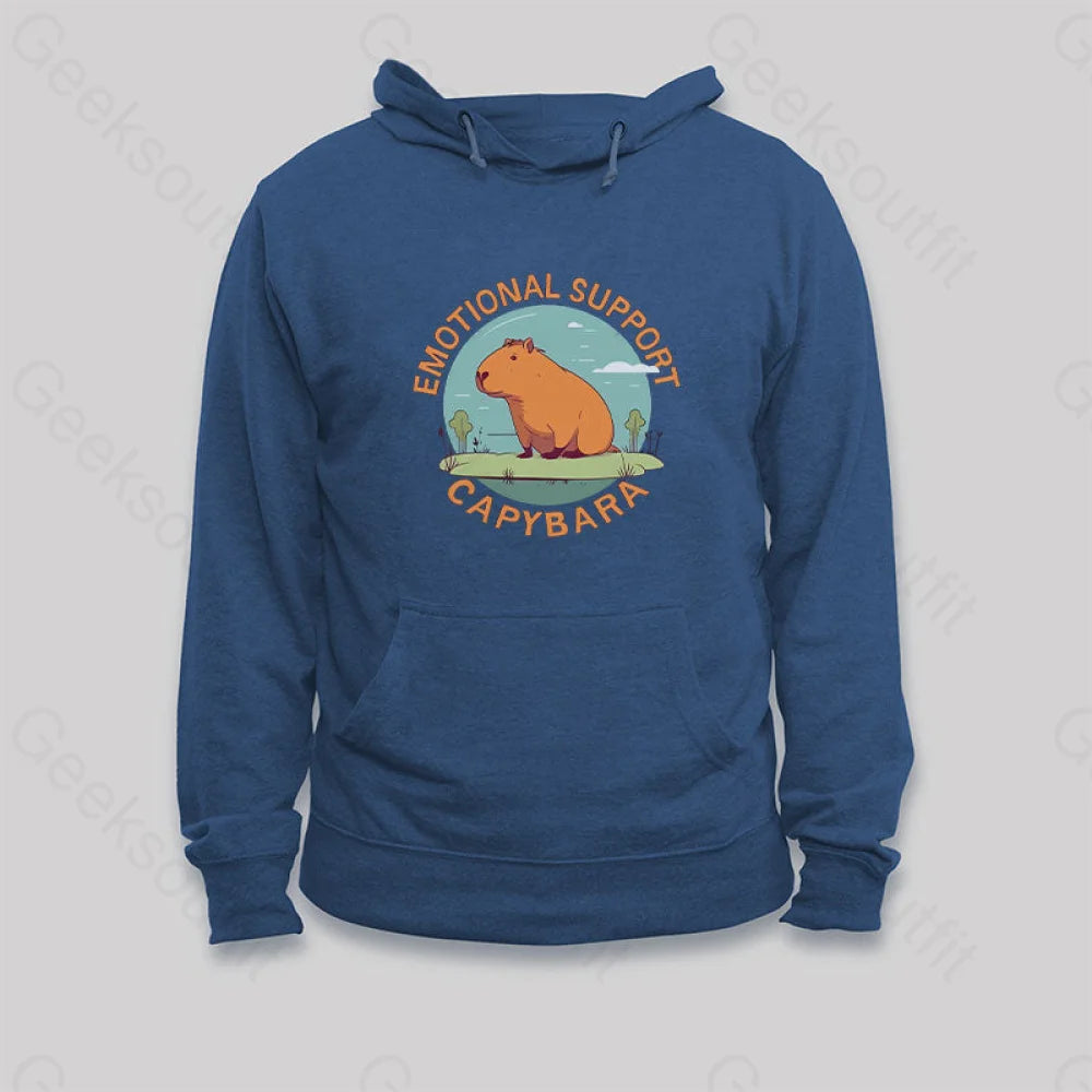 Emotional Support Capybara Hoodie Dark Blue / S