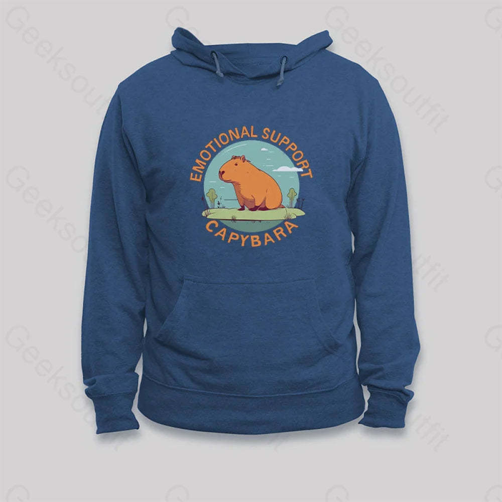 Emotional Support Capybara Hoodie Dark Blue / S