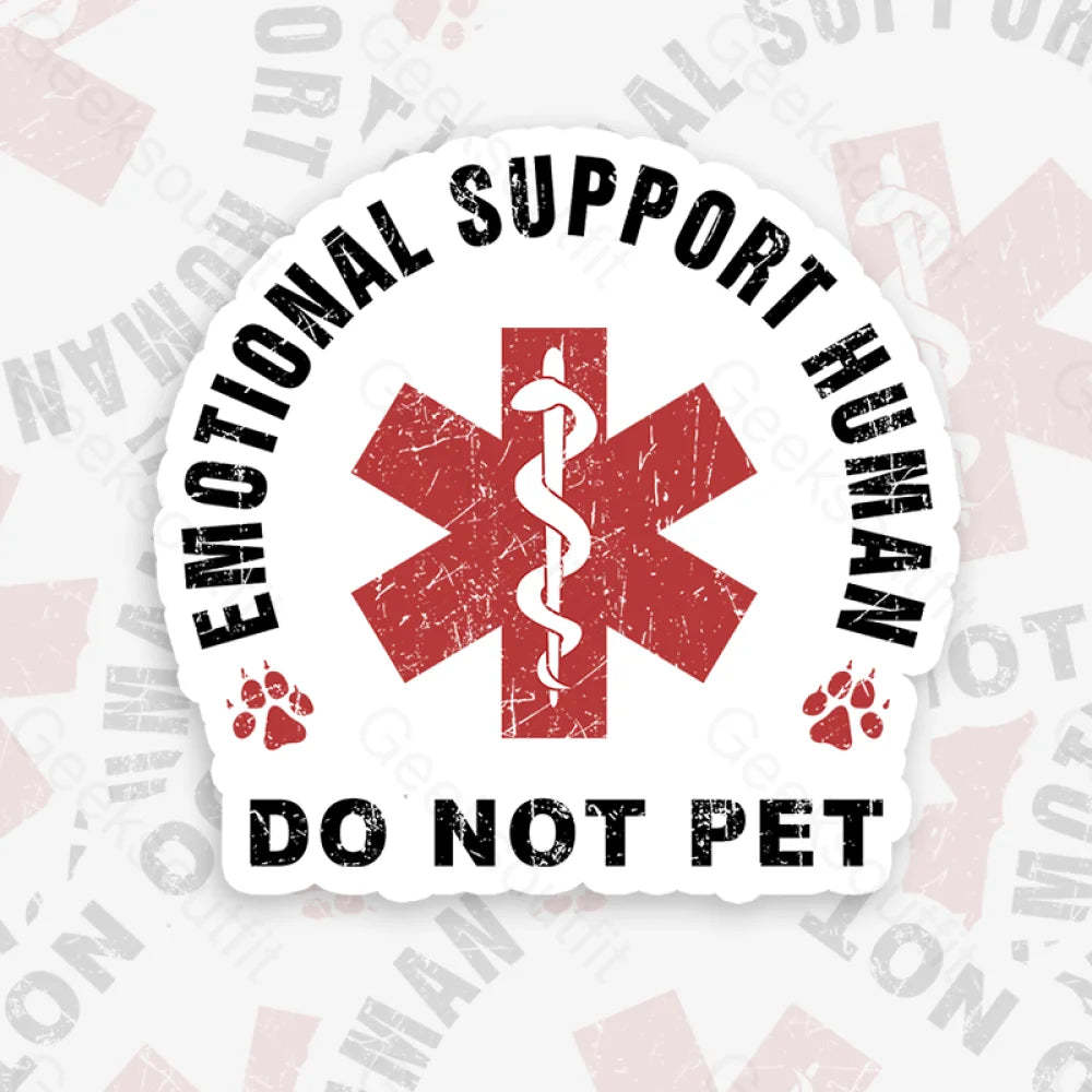 Emotional Support Human Geek Sticker 6Cm