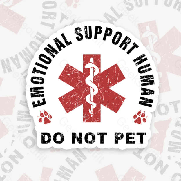 Emotional Support Human Geek Sticker 6Cm