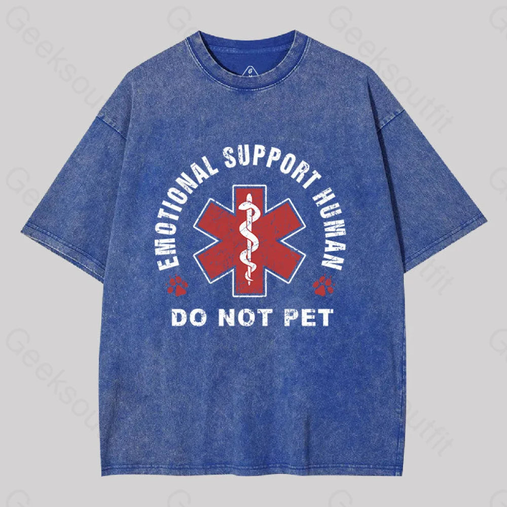 Emotional Support Human Geek Washed T-Shirt Blue / S