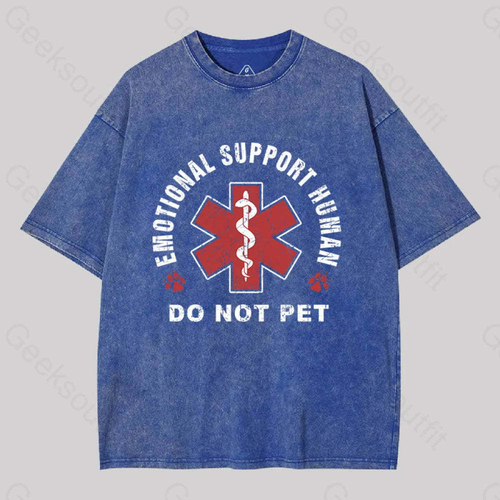 Emotional Support Human Geek Washed T-Shirt Blue / S