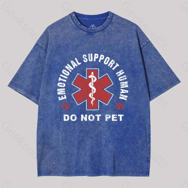 Emotional Support Human Geek Washed T-Shirt Blue / S