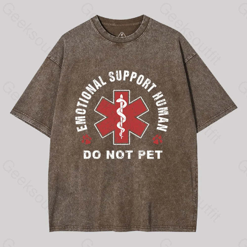 Emotional Support Human Geek Washed T-Shirt Coffee / S
