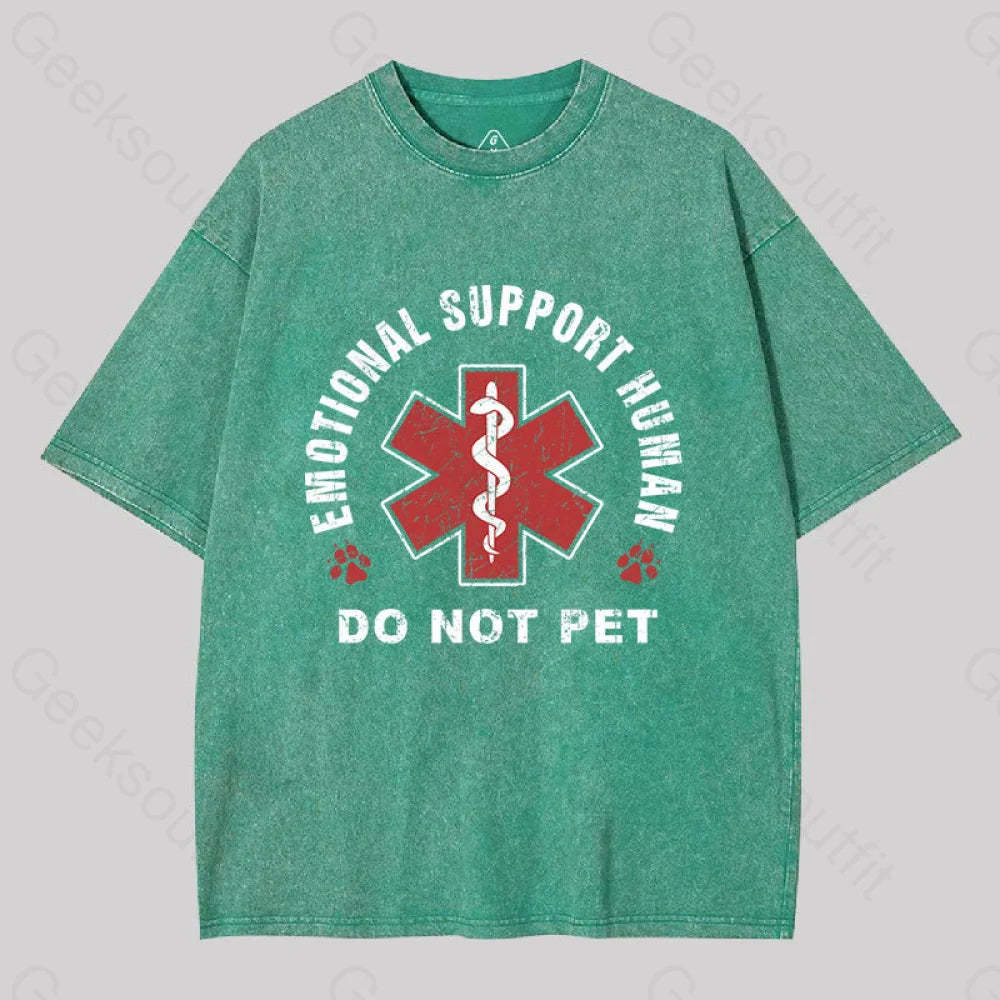 Emotional Support Human Geek Washed T-Shirt Grass Green / S
