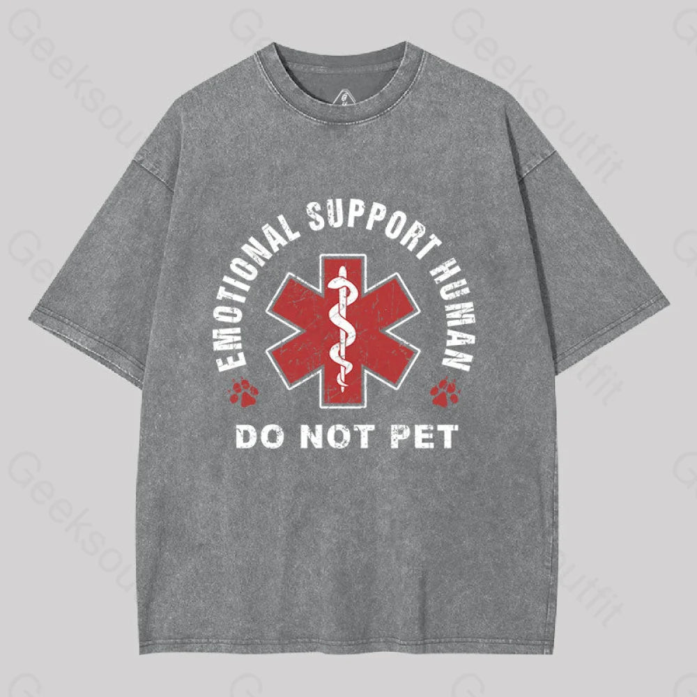Emotional Support Human Geek Washed T-Shirt Grey / S