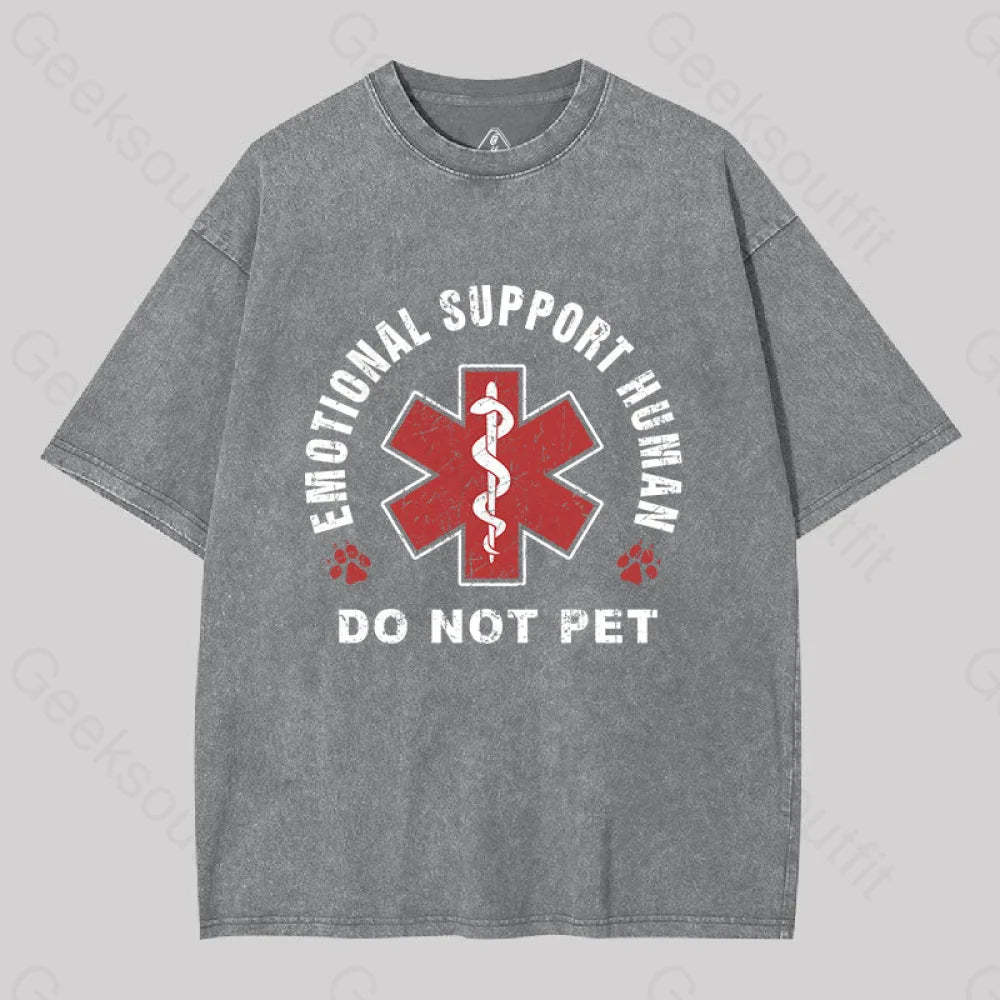 Emotional Support Human Geek Washed T-Shirt Grey / S
