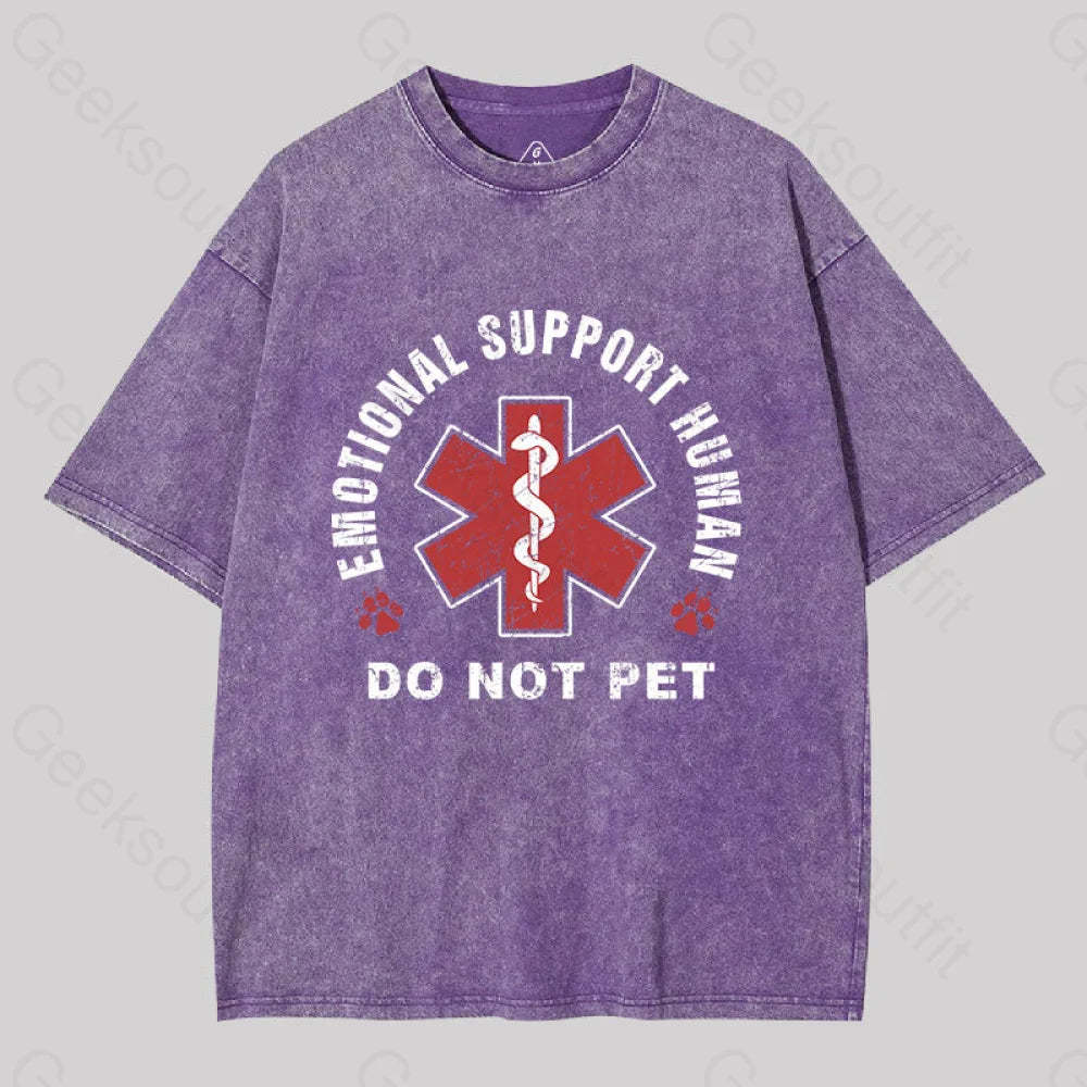 Emotional Support Human Geek Washed T-Shirt Purple / S
