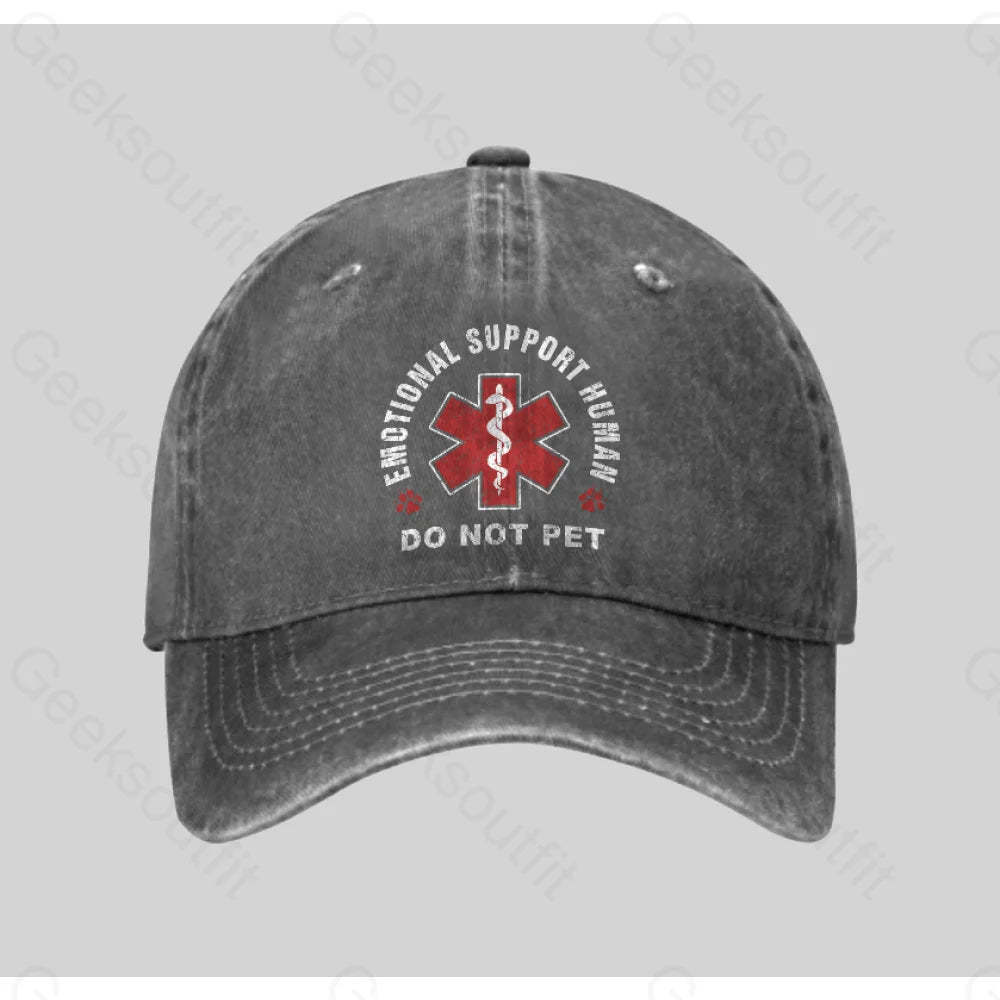 Emotional Support Human Washed Vintage Baseball Cap Grey
