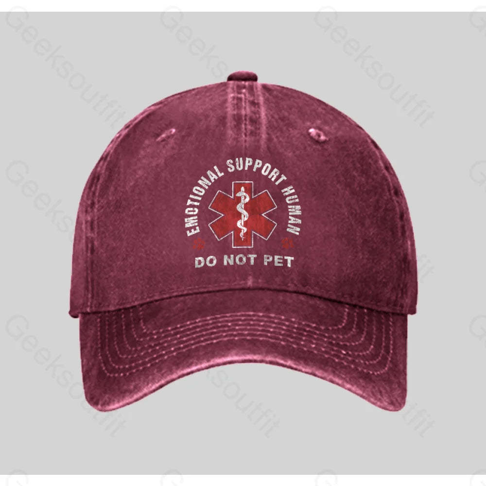 Emotional Support Human Washed Vintage Baseball Cap Red