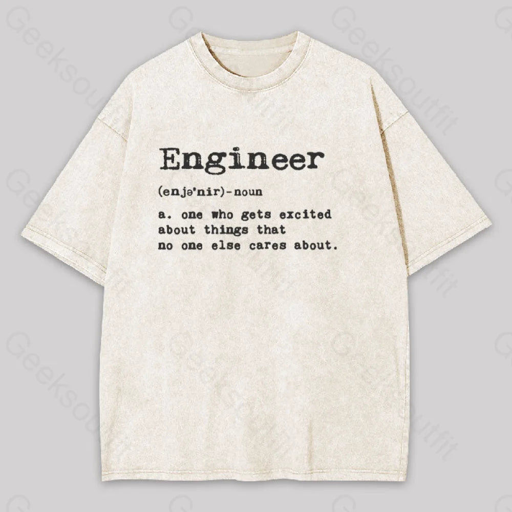 Engineer Definition Geek Washed T-Shirt Apricot / S