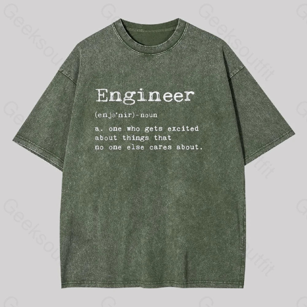 Engineer Definition Geek Washed T-Shirt Army Green / S