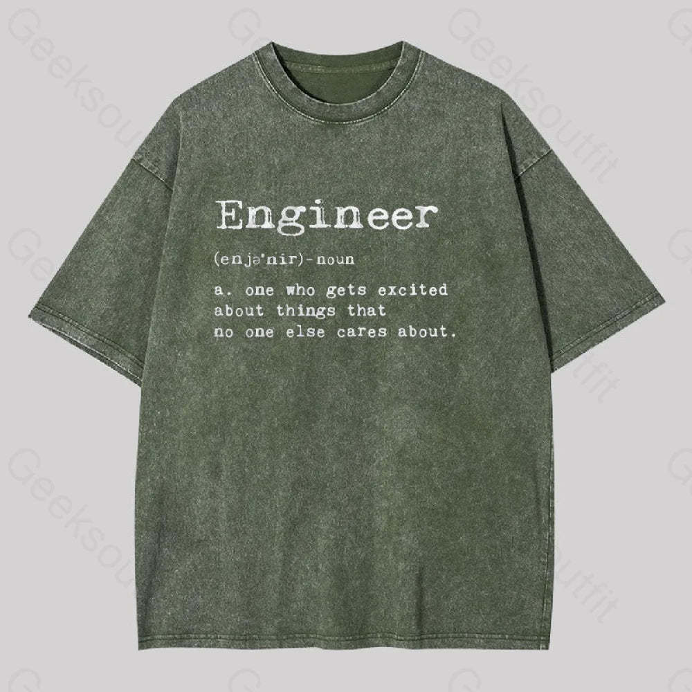 Engineer Definition Geek Washed T-Shirt Army Green / S