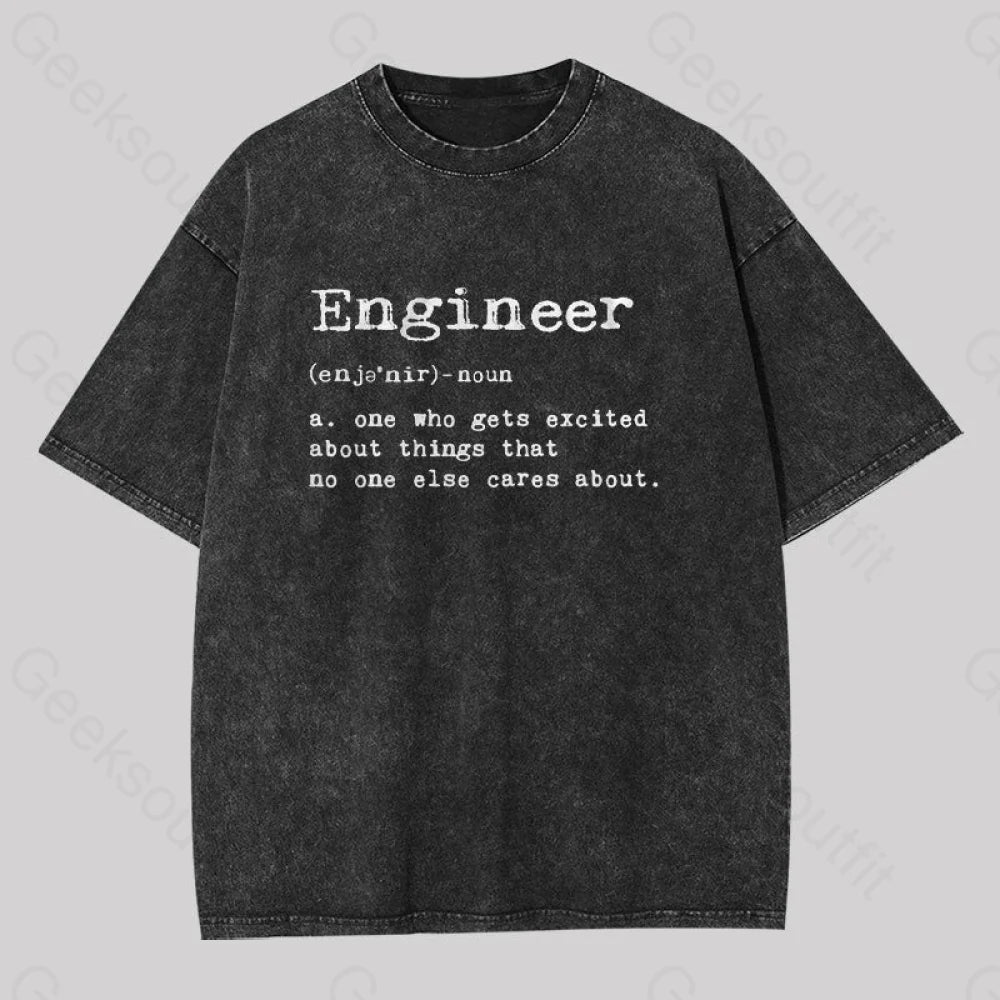 Engineer Definition Geek Washed T-Shirt Black / S