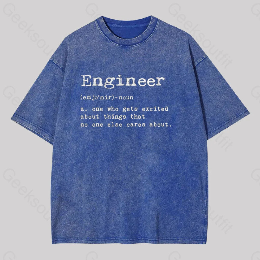 Engineer Definition Geek Washed T-Shirt Blue / S