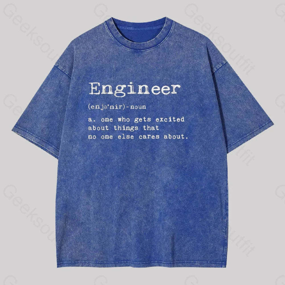 Engineer Definition Geek Washed T-Shirt Blue / S