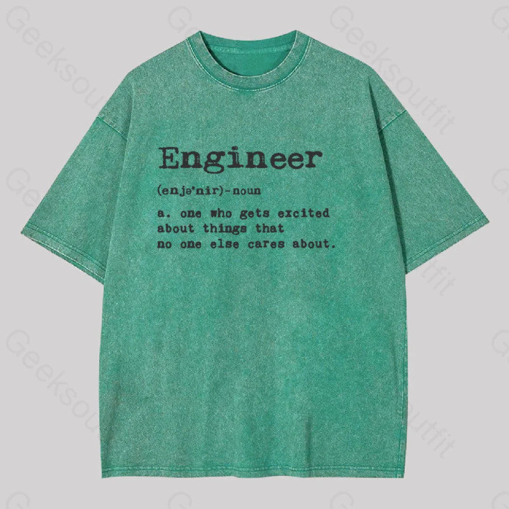 Engineer Definition Geek Washed T-Shirt Grass Green / S