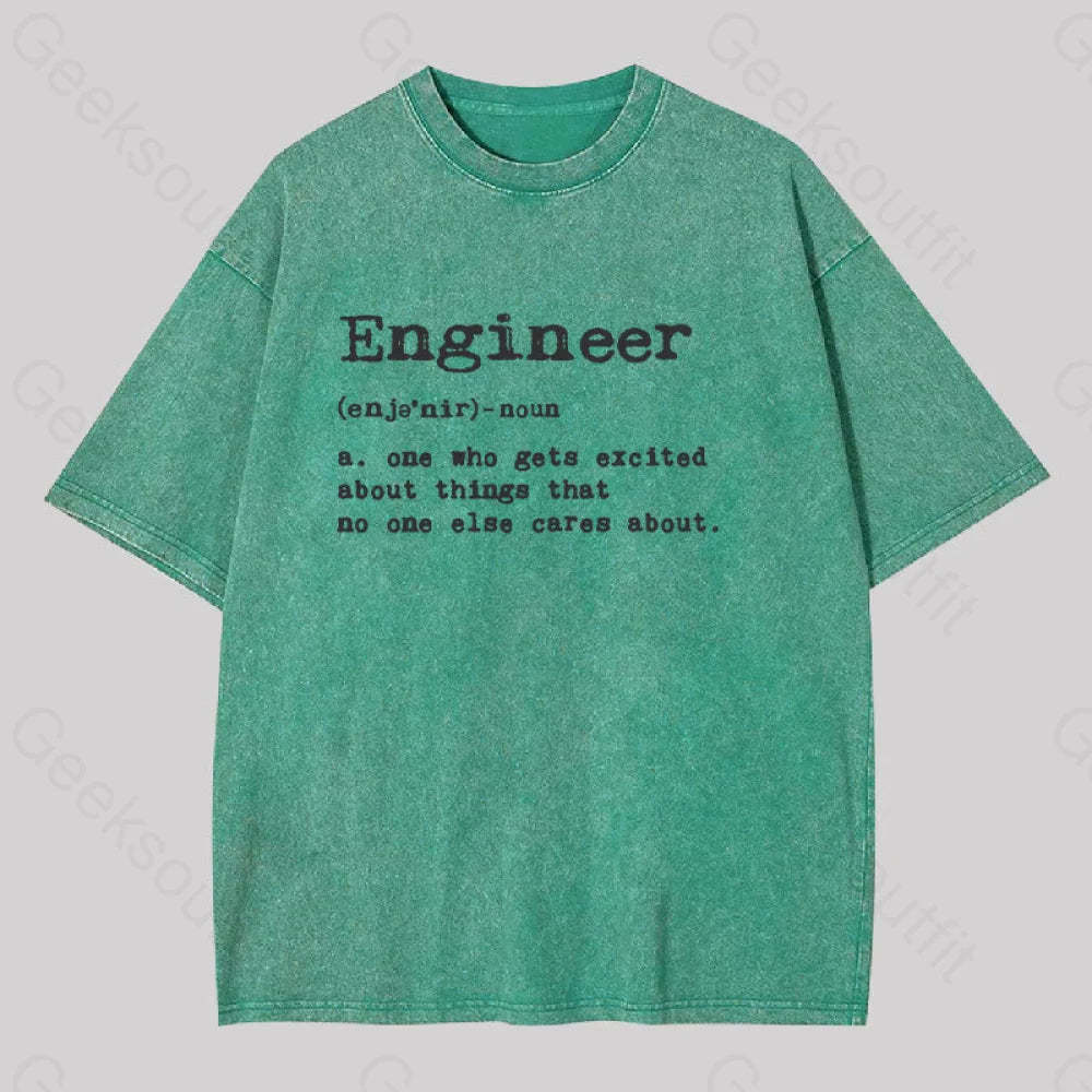 Engineer Definition Geek Washed T-Shirt Grass Green / S